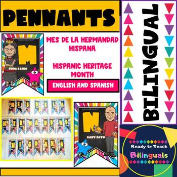 Preview of Hispanic/Latinx Heritage - Color Banners with Important People - Bilingual