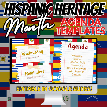 Preview of Hispanic + Latinx Heritage Month Agenda Slides | Editable Templates