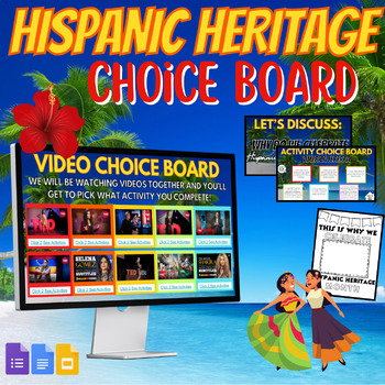 Preview of Hispanic + Latinx Heritage Month Choice Board | Videos + Creative Activities