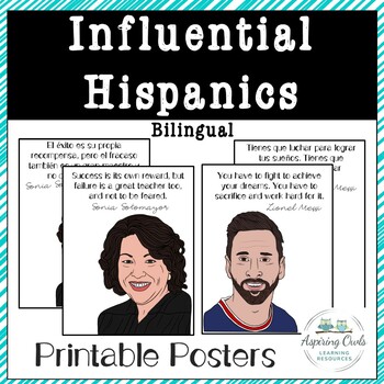 Preview of Hispanic Leaders Poster Quotes English and Spanish Latin Heritage Latinx