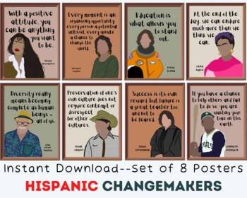 Preview of Hispanic Leaders in History, Hispanic Heritage Month Posters, Inclusive Decor