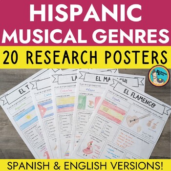 Preview of Hispanic Music Genres Research Posters Set of 20
