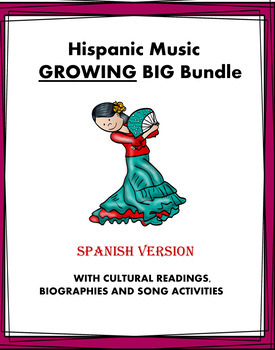 Preview of Hispanic Music Spanish GROWING Bundle: 45+ Resources @55% off! Música