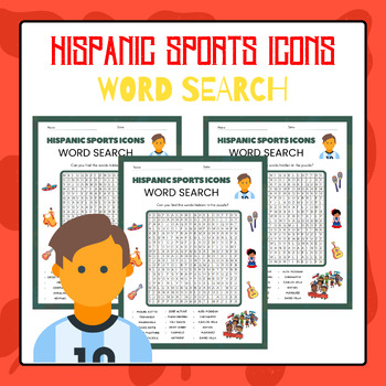 Preview of Hispanic Sports Icons Word Search | Hispanic Heritage Month Activities