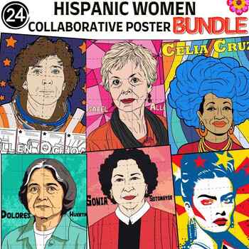 Preview of Hispanic Women's History Month Collaborative Poster Mural Project BUNDLE