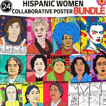 Preview of Hispanic Women's History Month Collaborative Poster Mural Project BUNDLE
