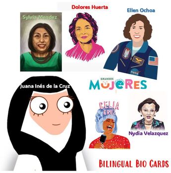 Preview of Hispanic Women that Changed History (bilingual biography cards)