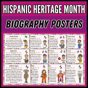 Preview of Hispanic and Latino Leaders Biography Posters - HHM Classroom Decoration