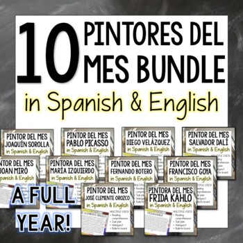 Preview of Hispanic and Spanish Painters of the Month Full Year Bundle