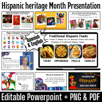 Preview of Hispanic heritage Month Presentation - Teaching Slides - Editable Powerpoint