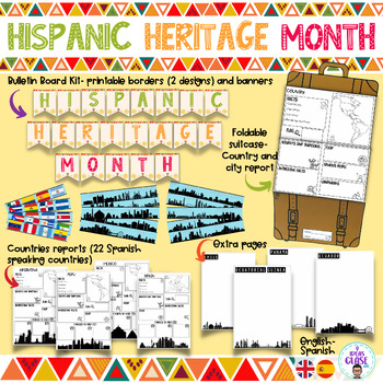 Preview of Hispanic heritage month- Hispanic countries-Spanish speaking countries bilingual