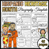 Hispanic heritage month Writing Activity | Biography Templ