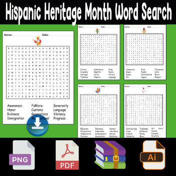 Preview of Hispanic heritage month word search