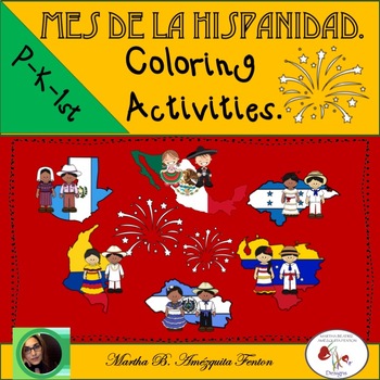 Preview of Hispanic Month Spanish Coloring Activities-Mes de la hispanidad