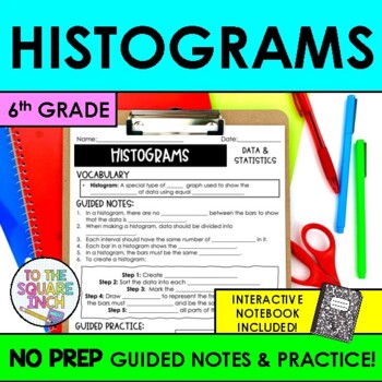 Preview of Histograms Notes & Practice | Guided Notes for Histogram Data Displays