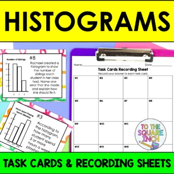 Preview of Histogram Task Cards | Histogram Math Center Practice Activity