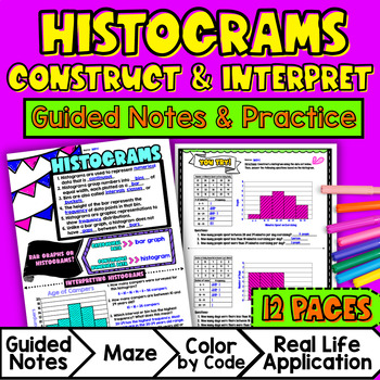 Preview of Histograms Guided Notes w/ Doodles | Numerical Data | Data & Statistics Sketch