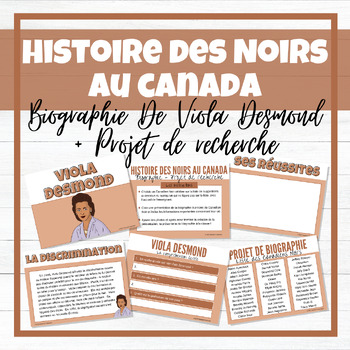 Preview of Histoire des Noirs au Canada : Biographie de Viola Desmond + Projet de recherche