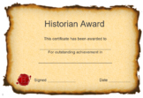 Historian Award Template