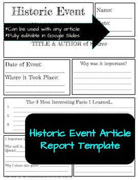 Preview of Historic Event Report Template