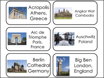 Preview of Historic World Landmarks Picture Word Flash Cards.