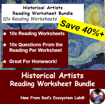 Preview of Historical Artists Reading Worksheet Bundle **Editable**