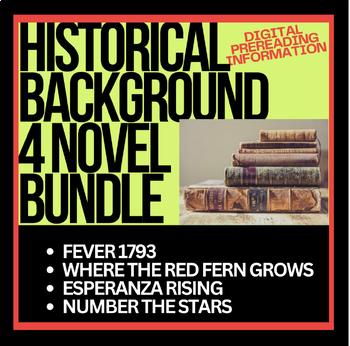 Preview of Historical Intro-Fever 1793, Red Fern Grows, Esperanza Rising, Number the Stars