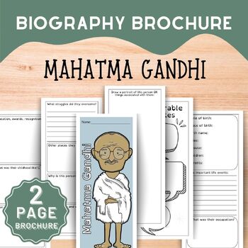 Preview of Historical Biography, Mahatma Gandhi Biography Brochure, PDF, 2 Pages
