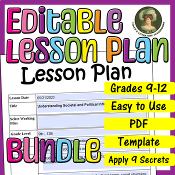 Preview of Historical Context Bundle : Editable Lesson Plan for High School