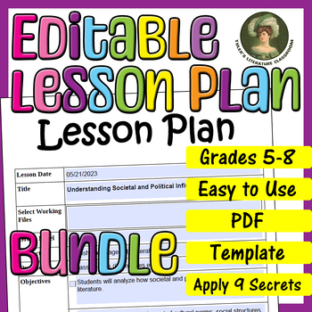 Preview of Historical Context Bundle : Editable Lesson Plan for Middle School