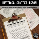 Historical Context Lesson – For ELA, History, Social Studies Classes