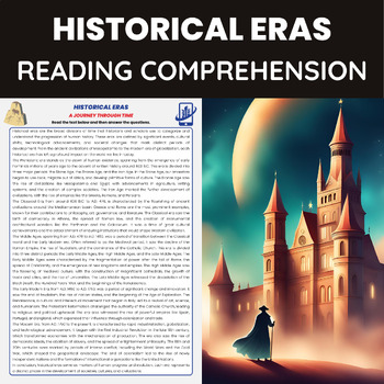 Preview of Historical Eras Reading Comprehension | Prehistory Classical Middle Ages Modern