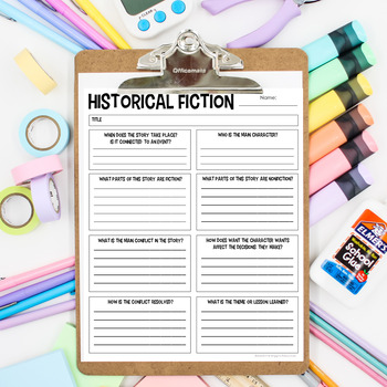 Historical Fiction Anchor Chart & Interactive Notebook Kit by Adrienne