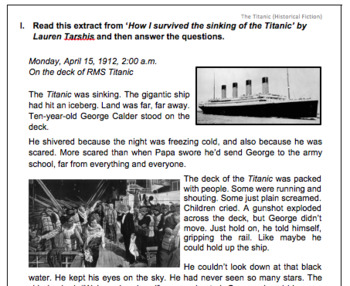 Preview of Historical Fiction (Reading Comprehension Worksheet)