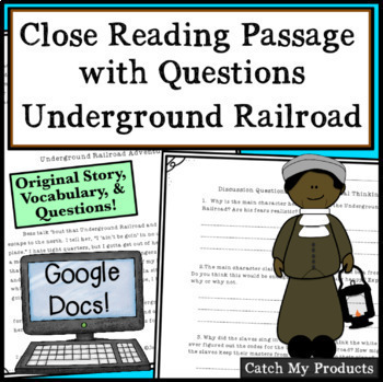 Preview of Historical Fiction Passage in Google Docs Underground Railroad