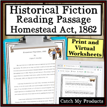 Preview of Historical Fiction Reading Comprehension on Homestead Act