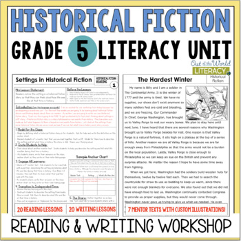 Preview of Historical Fiction Reading & Writing Workshop Lessons & Mentor Texts - 5th Grade