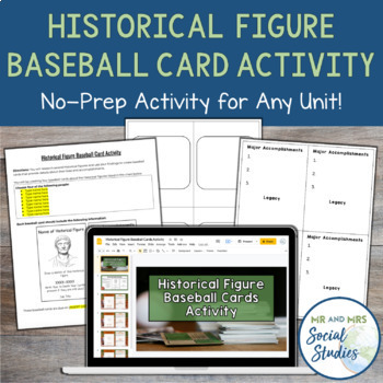 Preview of Historical Figure Baseball Cards Activity Template for Google Drive