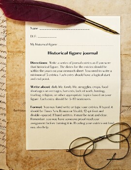 Preview of Historical Figure Journal Project