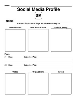 Preview of Historical Figure "Social Media Page" Worksheet (Blank)