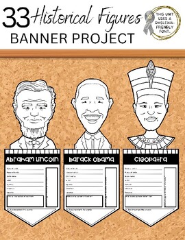Preview of Historical Figures Banner Project / Includes 33 People / PDF Printable