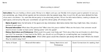 Preview of Historical Figures Research Graphic Organizer and Project (Dinner Party)