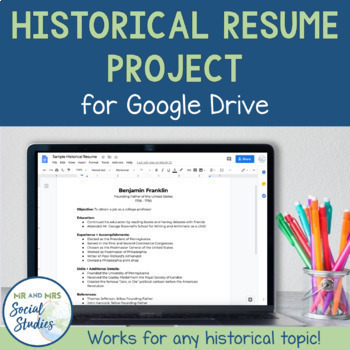 Preview of Historical Figures Resume Research Project for Google Drive | Writing Activity