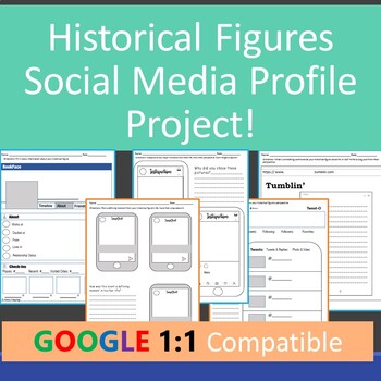 Preview of Historical Figures Social Media Biography Project! (Google 1:1 Compatible)