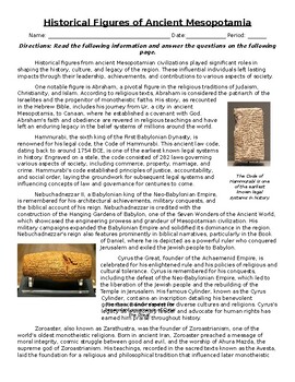 Preview of Historical Figures of Ancient Mesopotamia: Text, Images, and Assessment