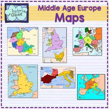 Preview of Historical Maps clip art {Social Studies} CHINA, EUROPE, ASIA, MEDITERRANEAN