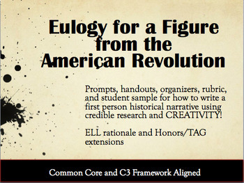 Preview of Historical Research & Writing Project - Eulogy for American Revolution Figure
