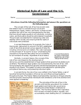 Preview of Historic Rule of Law and the US Government: Text, Images, and Assessment