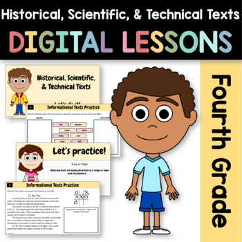 Preview of Historical Scientific Technical Texts 4th Grade Google Slides | Reading Review