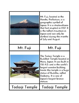 Preview of Historical Sites of Japan - Montessori Three/Four Part Cards